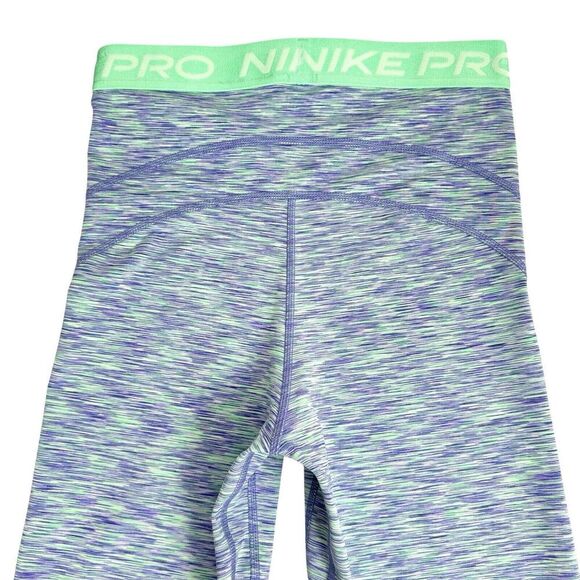 Nike Pro Women's Crop Leggings S Mint Purple Heather Training Gym Yoga Running - Picture 6 of 13